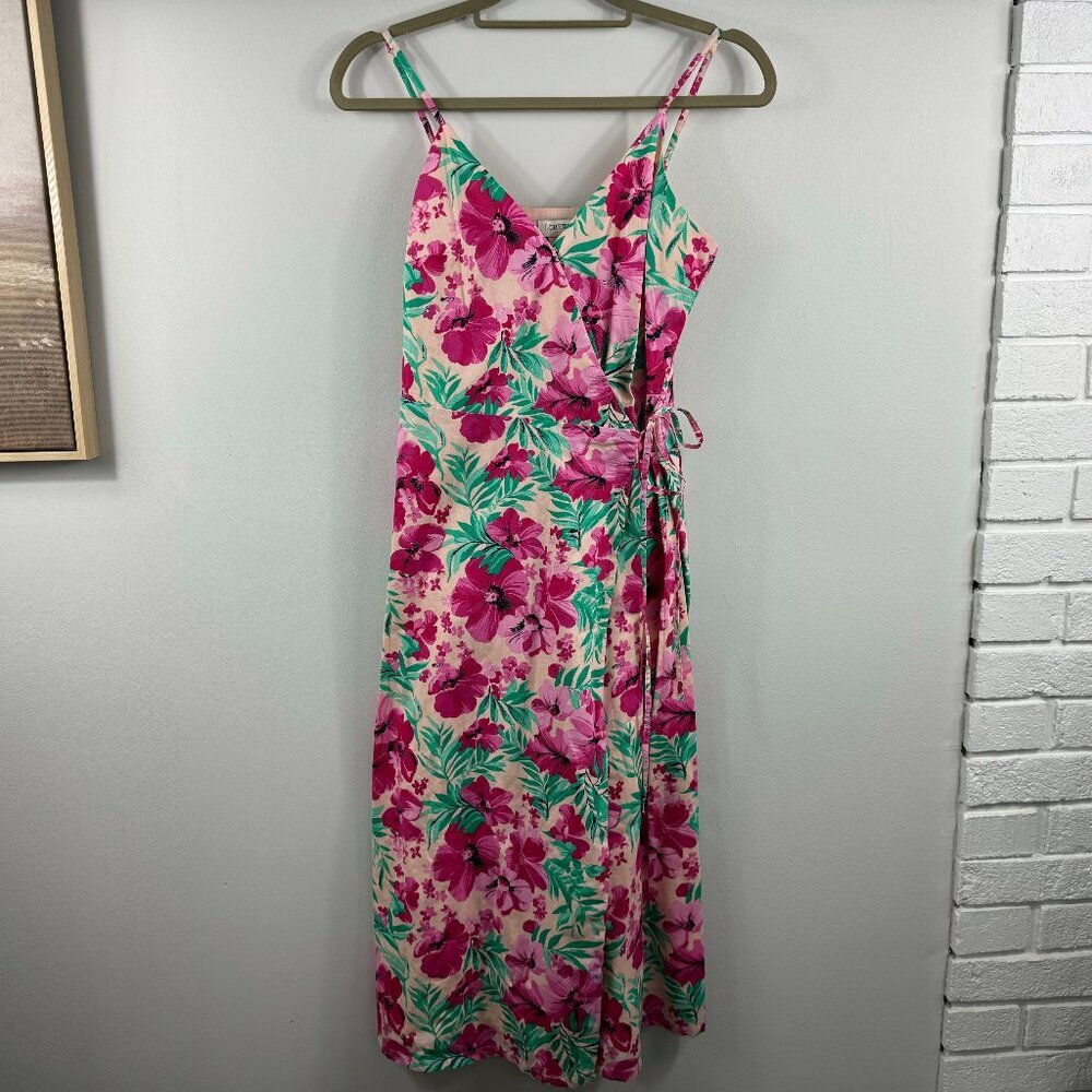 J Crew Floral Cotton Wrap Midi Dress NWT Size 2 (XS)